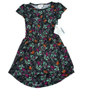 LuLaRoe 4T Mae Black Floral Polyester Spandex NWT